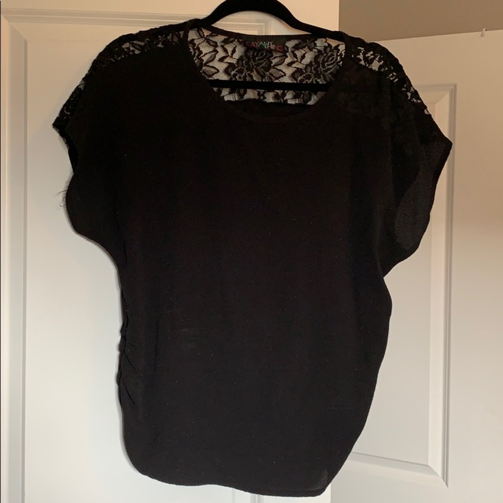 Black shirt with lace top